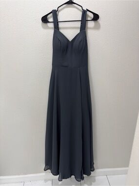 Azazie Charcoal Gray Maxi Dress with Sweetheart Bodice